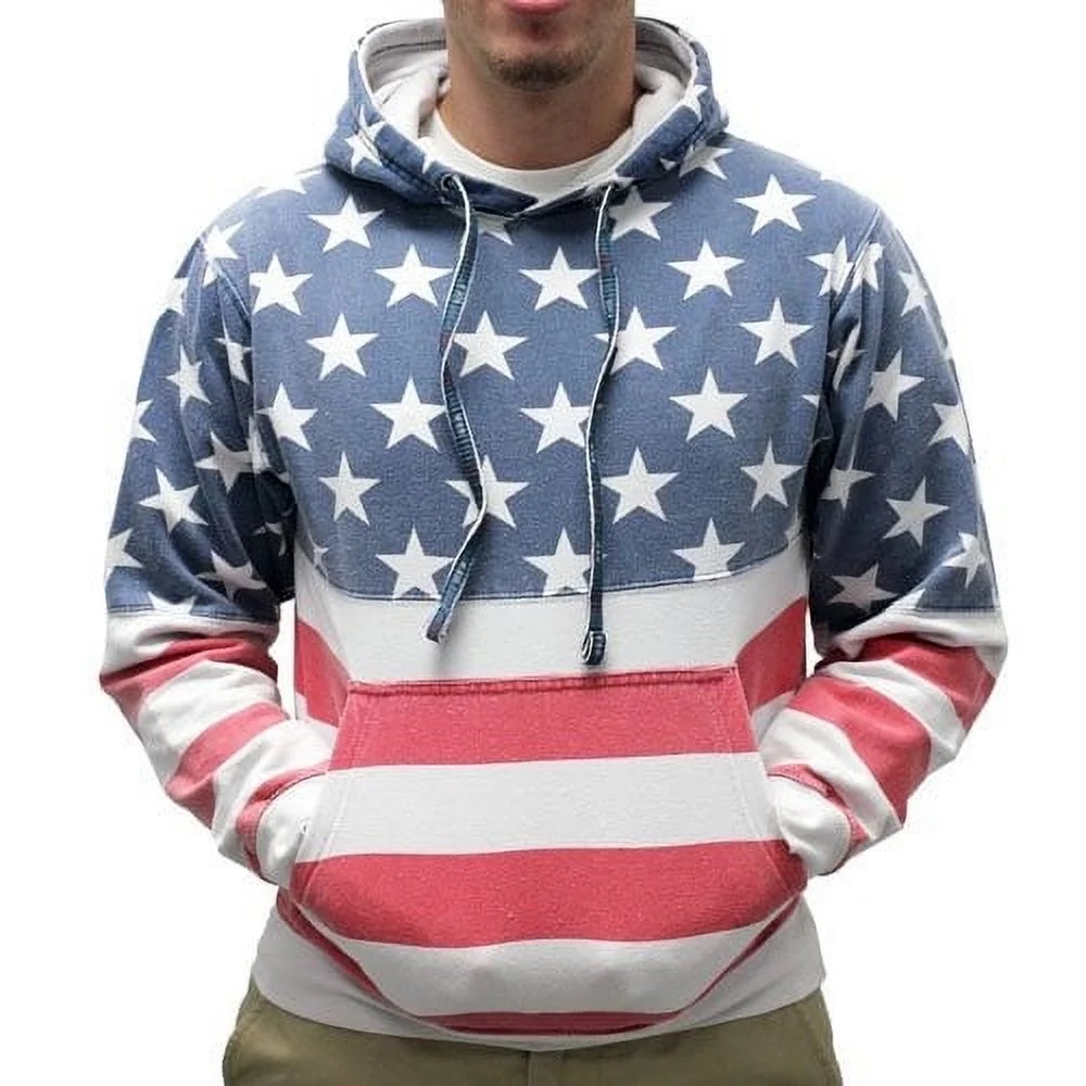Men's American Patriotic Stars Hoodie Sweatshirt XXL